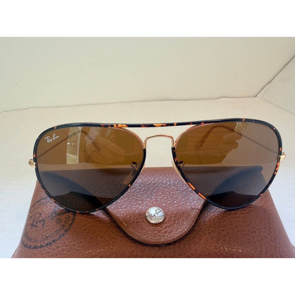 Ray-Ban Aviator Sunglasses Tortoise Shell Gold Frame Brown Lens RB4125